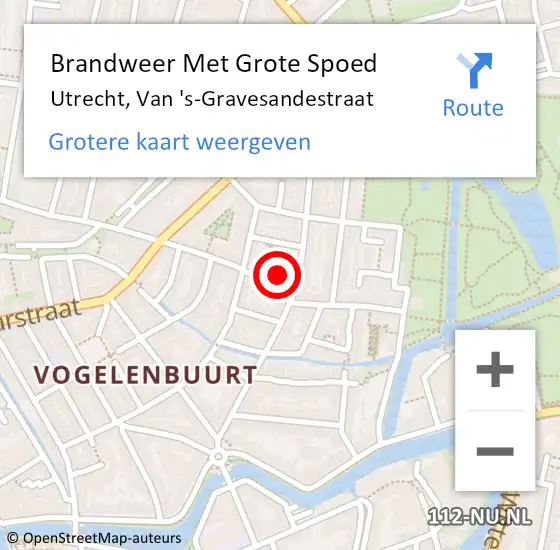 Locatie op kaart van de 112 melding: Brandweer Met Grote Spoed Naar Utrecht, Van 's-Gravesandestraat op 2 augustus 2024 19:06