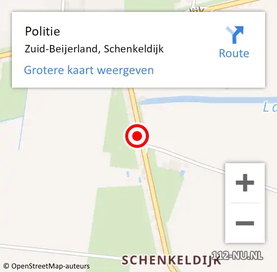 Locatie op kaart van de 112 melding: Politie Zuid-Beijerland, Schenkeldijk op 2 augustus 2024 19:11