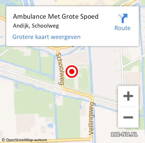 Locatie op kaart van de 112 melding: Ambulance Met Grote Spoed Naar Andijk, Schoolweg op 2 augustus 2024 19:15