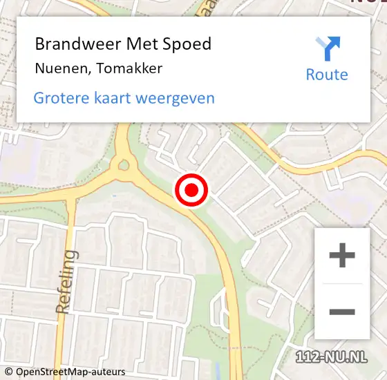 Locatie op kaart van de 112 melding: Brandweer Met Spoed Naar Nuenen, Tomakker op 2 augustus 2024 19:23