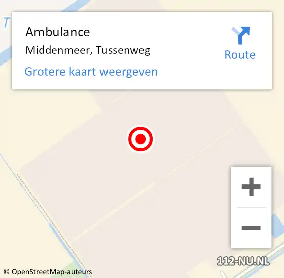 Locatie op kaart van de 112 melding: Ambulance Middenmeer, Tussenweg op 2 augustus 2024 19:38