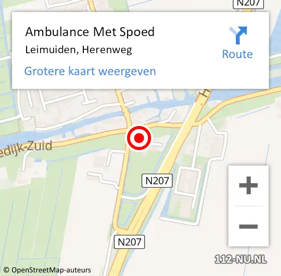 Locatie op kaart van de 112 melding: Ambulance Met Spoed Naar Leimuiden, Herenweg op 2 augustus 2024 19:44