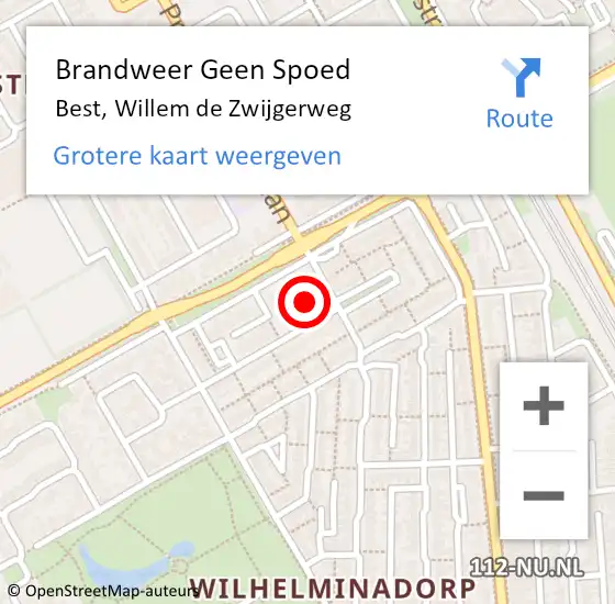 Locatie op kaart van de 112 melding: Brandweer Geen Spoed Naar Best, Willem de Zwijgerweg op 2 augustus 2024 19:46