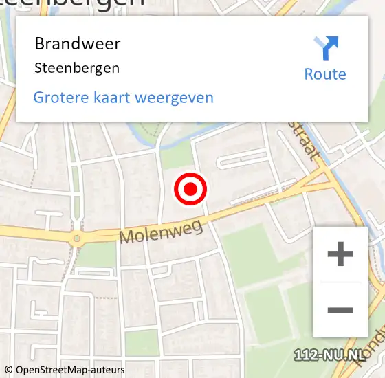 Locatie op kaart van de 112 melding: Brandweer Steenbergen op 2 augustus 2024 19:59