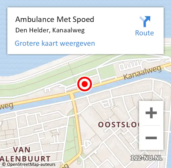 Locatie op kaart van de 112 melding: Ambulance Met Spoed Naar Den Helder, Kanaalweg op 2 augustus 2024 20:14