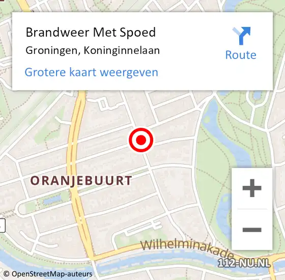 Locatie op kaart van de 112 melding: Brandweer Met Spoed Naar Groningen, Koninginnelaan op 2 augustus 2024 20:24