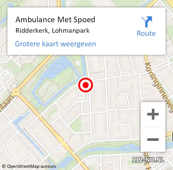 Locatie op kaart van de 112 melding: Ambulance Met Spoed Naar Ridderkerk, Lohmanpark op 2 augustus 2024 20:25