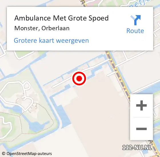 Locatie op kaart van de 112 melding: Ambulance Met Grote Spoed Naar Monster, Orberlaan op 2 augustus 2024 20:33