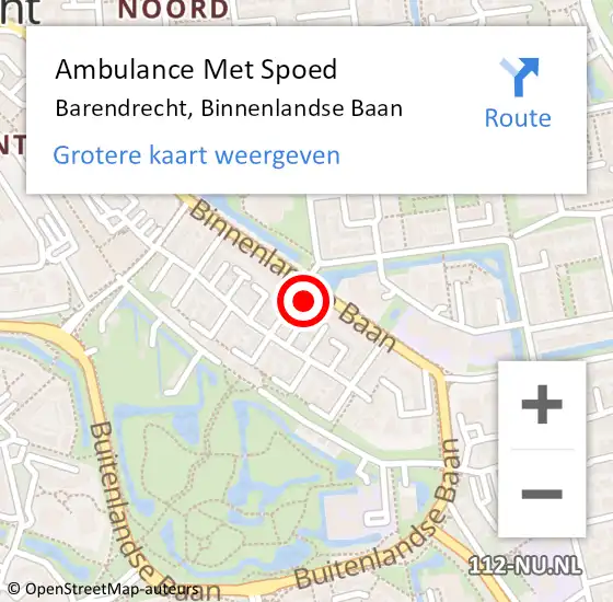 Locatie op kaart van de 112 melding: Ambulance Met Spoed Naar Barendrecht, Binnenlandse Baan op 2 augustus 2024 20:57