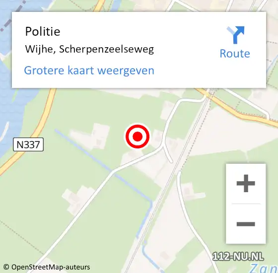 Locatie op kaart van de 112 melding: Politie Wijhe, Scherpenzeelseweg op 2 augustus 2024 21:06