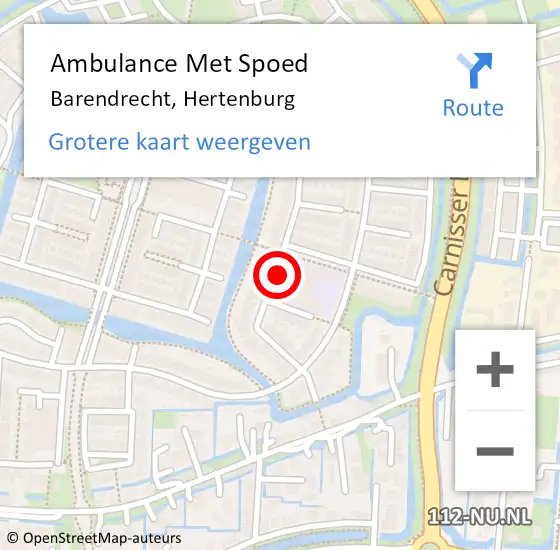 Locatie op kaart van de 112 melding: Ambulance Met Spoed Naar Barendrecht, Hertenburg op 2 augustus 2024 21:10