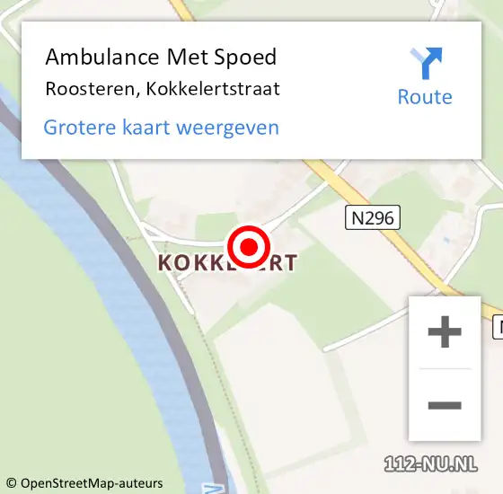 Locatie op kaart van de 112 melding: Ambulance Met Spoed Naar Roosteren, Kokkelertstraat op 15 oktober 2014 08:38