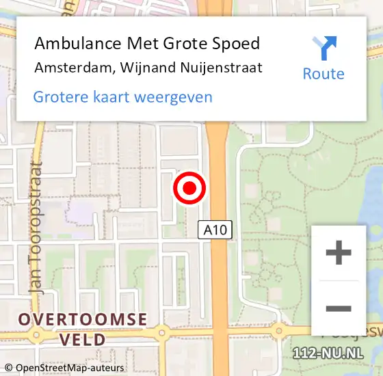 Locatie op kaart van de 112 melding: Ambulance Met Grote Spoed Naar Amsterdam, Wijnand Nuijenstraat op 2 augustus 2024 21:23