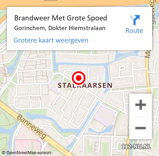 Locatie op kaart van de 112 melding: Brandweer Met Grote Spoed Naar Gorinchem, Dokter Hiemstralaan op 2 augustus 2024 21:25