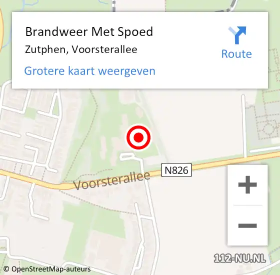 Locatie op kaart van de 112 melding: Brandweer Met Spoed Naar Zutphen, Voorsterallee op 2 augustus 2024 21:27