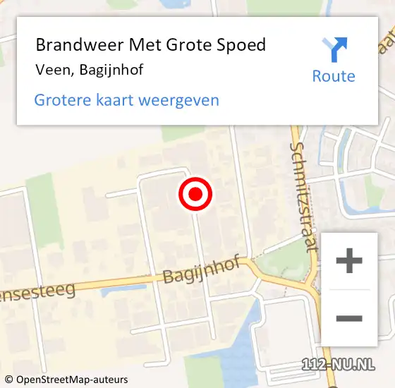 Locatie op kaart van de 112 melding: Brandweer Met Grote Spoed Naar Veen, Bagijnhof op 2 augustus 2024 21:27