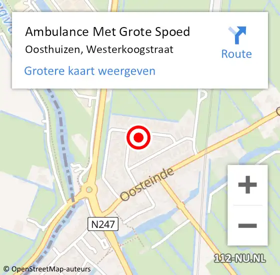 Locatie op kaart van de 112 melding: Ambulance Met Grote Spoed Naar Oosthuizen, Westerkoogstraat op 2 augustus 2024 21:28