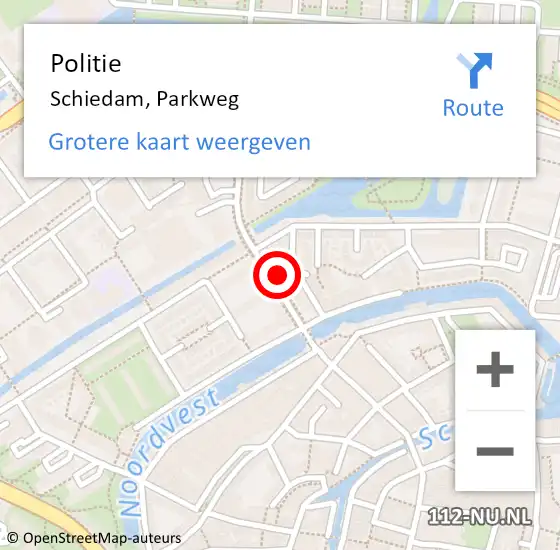 Locatie op kaart van de 112 melding: Politie Schiedam, Parkweg op 2 augustus 2024 21:40