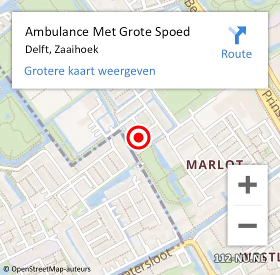 Locatie op kaart van de 112 melding: Ambulance Met Grote Spoed Naar Delft, Zaaihoek op 2 augustus 2024 21:46