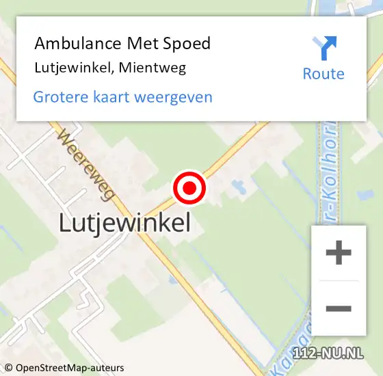 Locatie op kaart van de 112 melding: Ambulance Met Spoed Naar Lutjewinkel, Mientweg op 15 oktober 2014 08:41