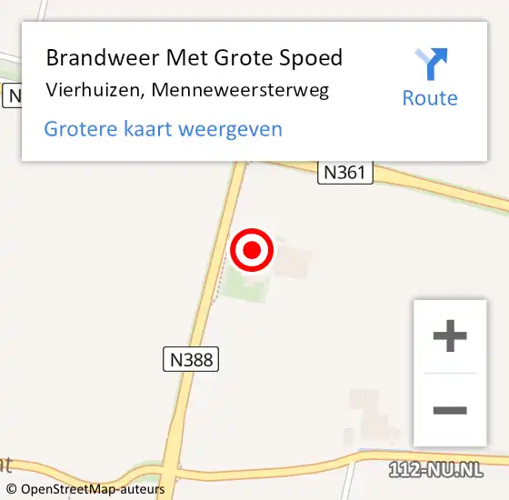 Locatie op kaart van de 112 melding: Brandweer Met Grote Spoed Naar Vierhuizen, Menneweersterweg op 15 oktober 2014 08:42