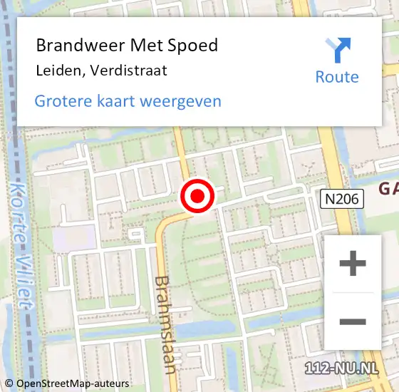 Locatie op kaart van de 112 melding: Brandweer Met Spoed Naar Leiden, Verdistraat op 2 augustus 2024 22:05