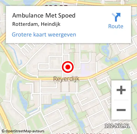 Locatie op kaart van de 112 melding: Ambulance Met Spoed Naar Rotterdam, Heindijk op 2 augustus 2024 22:06