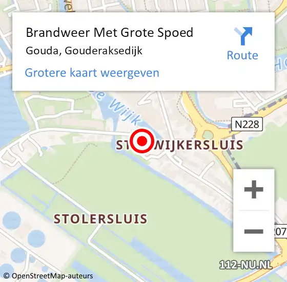 Locatie op kaart van de 112 melding: Brandweer Met Grote Spoed Naar Gouda, Gouderaksedijk op 2 augustus 2024 22:16