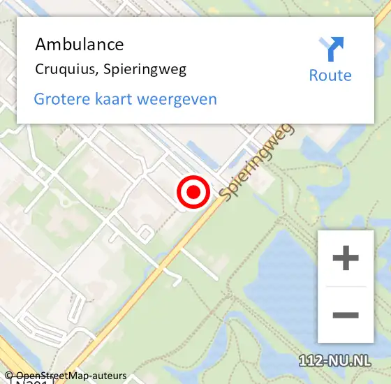 Locatie op kaart van de 112 melding: Ambulance Cruquius, Spieringweg op 2 augustus 2024 22:17