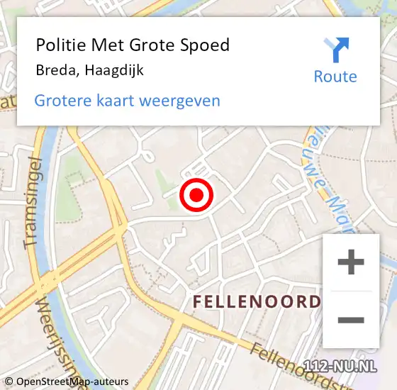 Locatie op kaart van de 112 melding: Politie Met Grote Spoed Naar Breda, Haagdijk op 2 augustus 2024 22:21