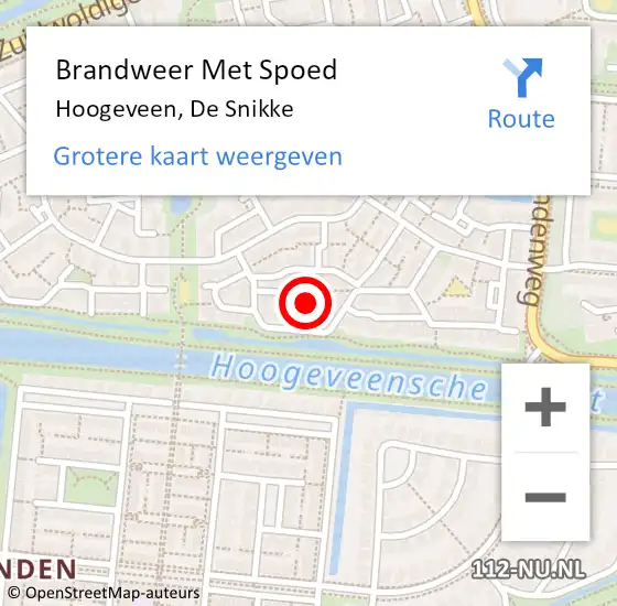 Locatie op kaart van de 112 melding: Brandweer Met Spoed Naar Hoogeveen, De Snikke op 2 augustus 2024 22:29