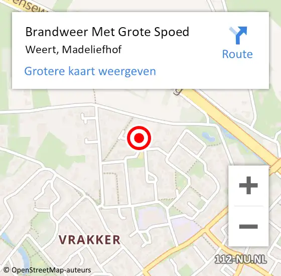 Locatie op kaart van de 112 melding: Brandweer Met Grote Spoed Naar Weert, Madeliefhof op 2 augustus 2024 22:57