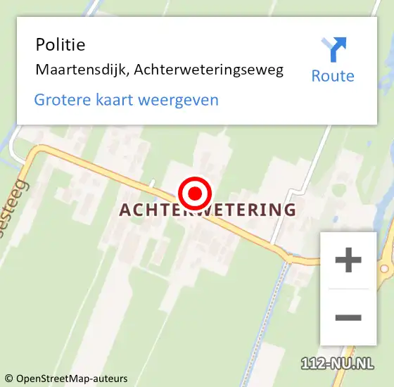 Locatie op kaart van de 112 melding: Politie Maartensdijk, Achterweteringseweg op 2 augustus 2024 23:08