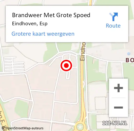 Locatie op kaart van de 112 melding: Brandweer Met Grote Spoed Naar Eindhoven, Esp op 2 augustus 2024 23:11