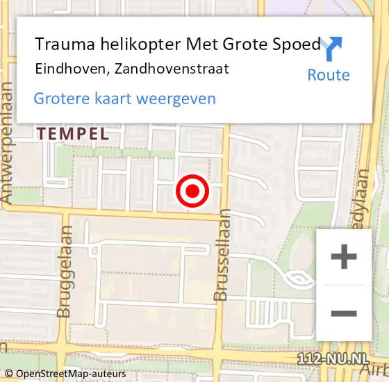 Locatie op kaart van de 112 melding: Trauma helikopter Met Grote Spoed Naar Eindhoven, Zandhovenstraat op 2 augustus 2024 23:55