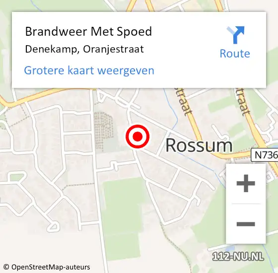 Locatie op kaart van de 112 melding: Brandweer Met Spoed Naar Denekamp, Oranjestraat op 3 augustus 2024 00:06