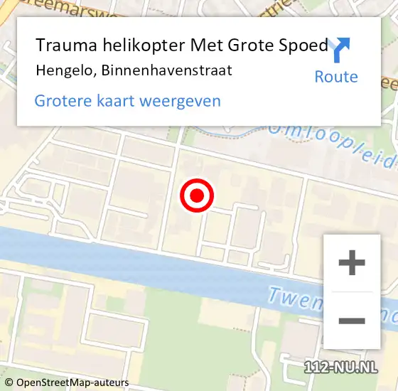 Locatie op kaart van de 112 melding: Trauma helikopter Met Grote Spoed Naar Hengelo, Binnenhavenstraat op 3 augustus 2024 00:24