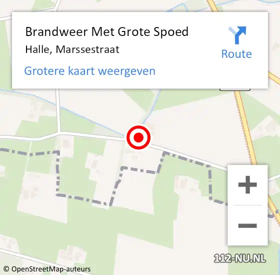 Locatie op kaart van de 112 melding: Brandweer Met Grote Spoed Naar Halle, Marssestraat op 3 augustus 2024 00:28