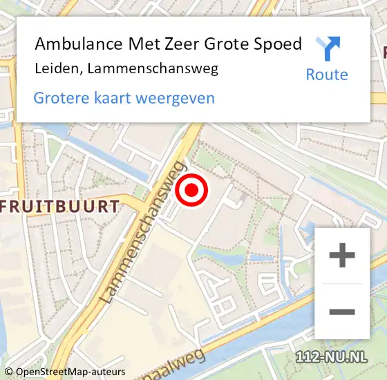 Locatie op kaart van de 112 melding: Ambulance Met Zeer Grote Spoed Naar Leiden, Lammenschansweg op 3 augustus 2024 00:42