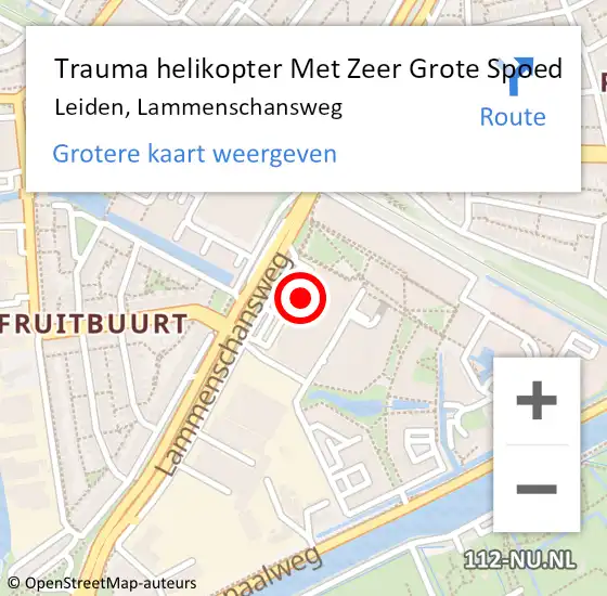 Locatie op kaart van de 112 melding: Trauma helikopter Met Zeer Grote Spoed Naar Leiden, Lammenschansweg op 3 augustus 2024 00:43