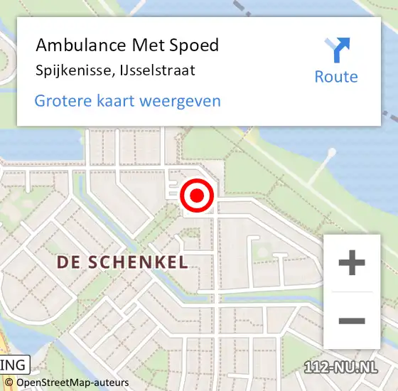 Locatie op kaart van de 112 melding: Ambulance Met Spoed Naar Spijkenisse, IJsselstraat op 3 augustus 2024 01:11