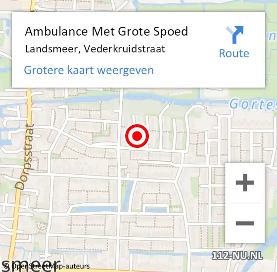 Locatie op kaart van de 112 melding: Ambulance Met Grote Spoed Naar Landsmeer, Vederkruidstraat op 3 augustus 2024 01:14