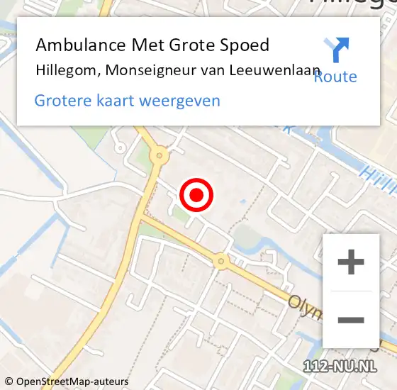 Locatie op kaart van de 112 melding: Ambulance Met Grote Spoed Naar Hillegom, Monseigneur van Leeuwenlaan op 3 augustus 2024 01:25