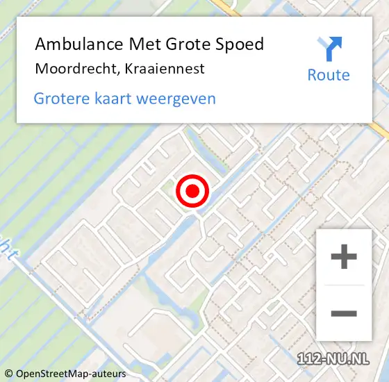 Locatie op kaart van de 112 melding: Ambulance Met Grote Spoed Naar Moordrecht, Kraaiennest op 3 augustus 2024 01:55