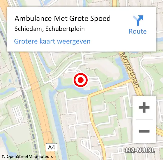 Locatie op kaart van de 112 melding: Ambulance Met Grote Spoed Naar Schiedam, Schubertplein op 3 augustus 2024 02:21