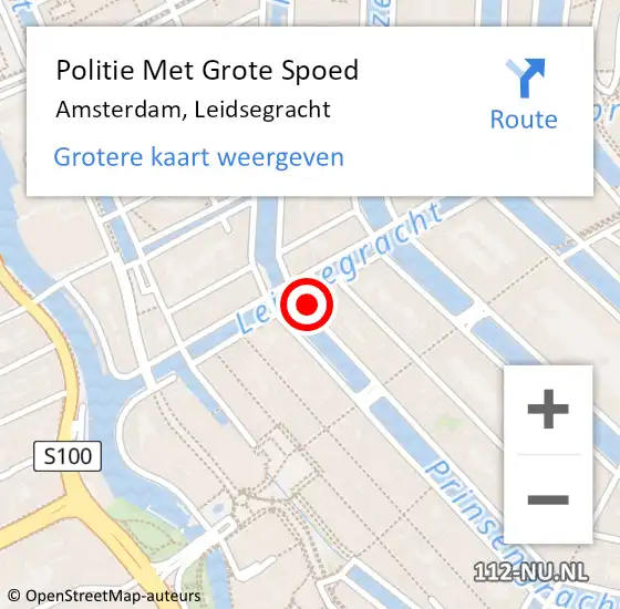 Locatie op kaart van de 112 melding: Politie Met Grote Spoed Naar Amsterdam, Leidsegracht op 3 augustus 2024 02:25