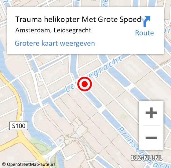 Locatie op kaart van de 112 melding: Trauma helikopter Met Grote Spoed Naar Amsterdam, Leidsegracht op 3 augustus 2024 02:26