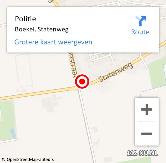 Locatie op kaart van de 112 melding: Politie Boekel, Statenweg op 3 augustus 2024 02:37