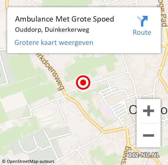 Locatie op kaart van de 112 melding: Ambulance Met Grote Spoed Naar Ouddorp, Duinkerkerweg op 3 augustus 2024 03:03