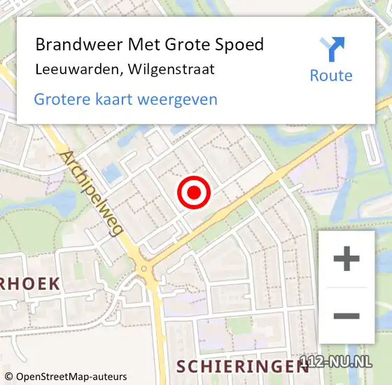 Locatie op kaart van de 112 melding: Brandweer Met Grote Spoed Naar Leeuwarden, Wilgenstraat op 3 augustus 2024 03:03